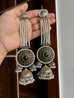 Gurpreet Dual Tone Jhumke With Sahara (Ruby/Green)