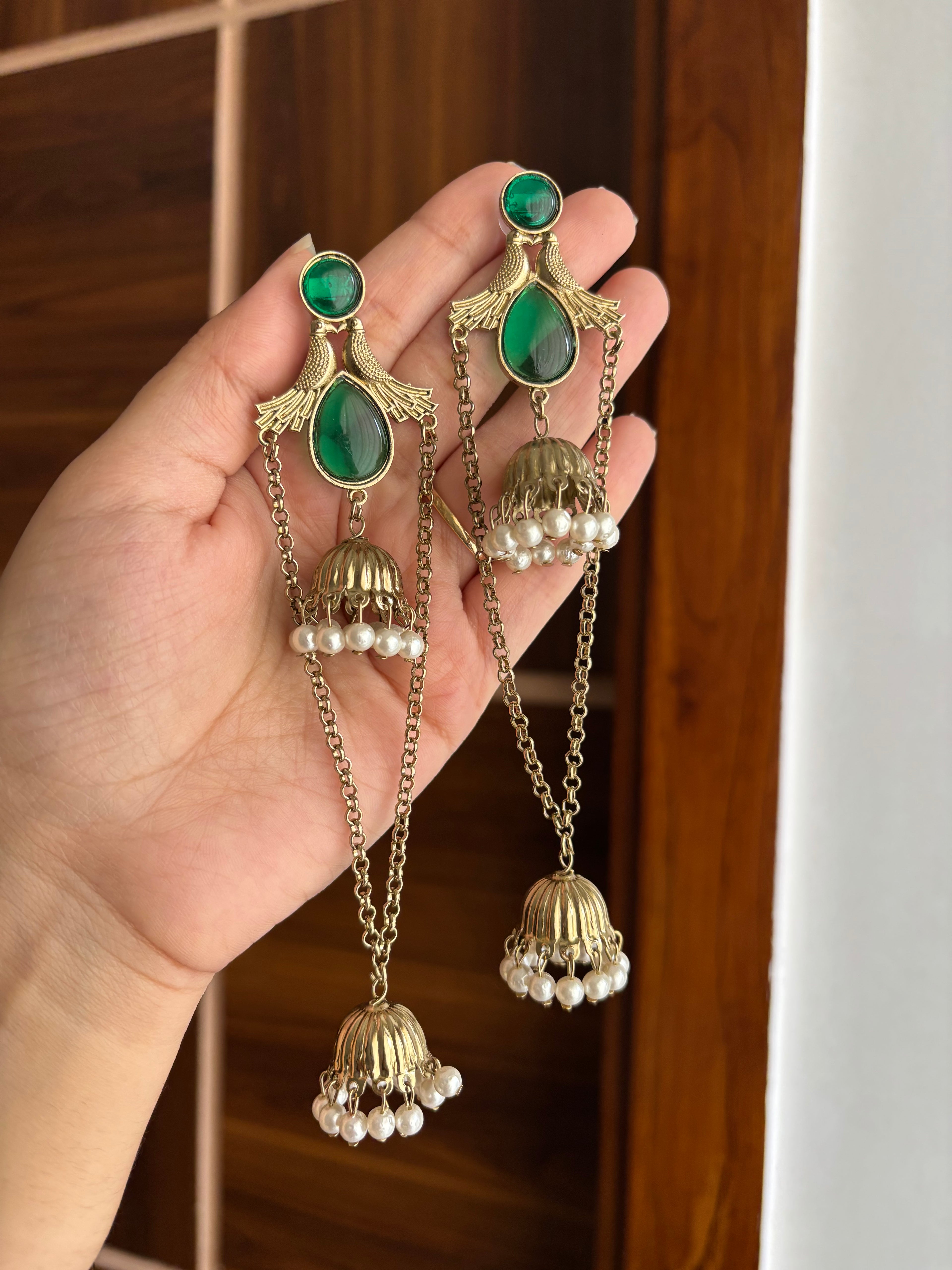 Simran Kashmiri Earrings Green