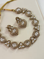 Premium Sleek Moissanite & Doublet Stones Work Necklace With Earrings