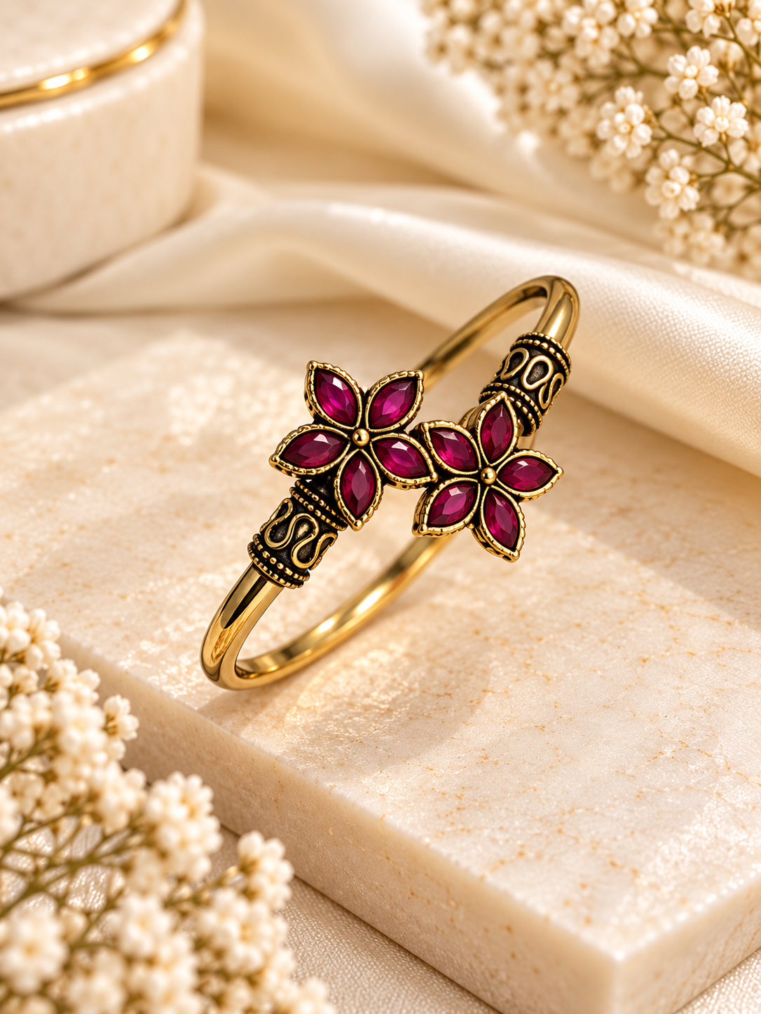 Twist Openable Antique Bracelet (Pink)