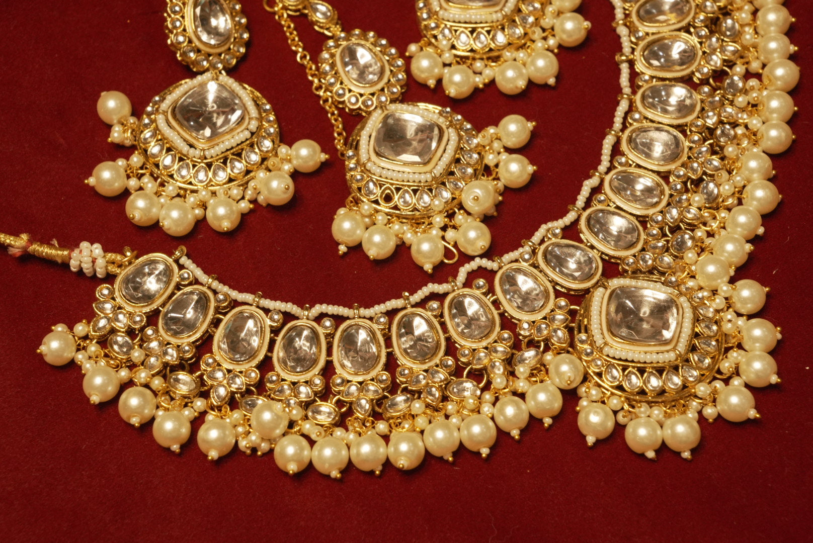 The Ivory Kundan Dupe Necklace With Mang Tikka & Earrings