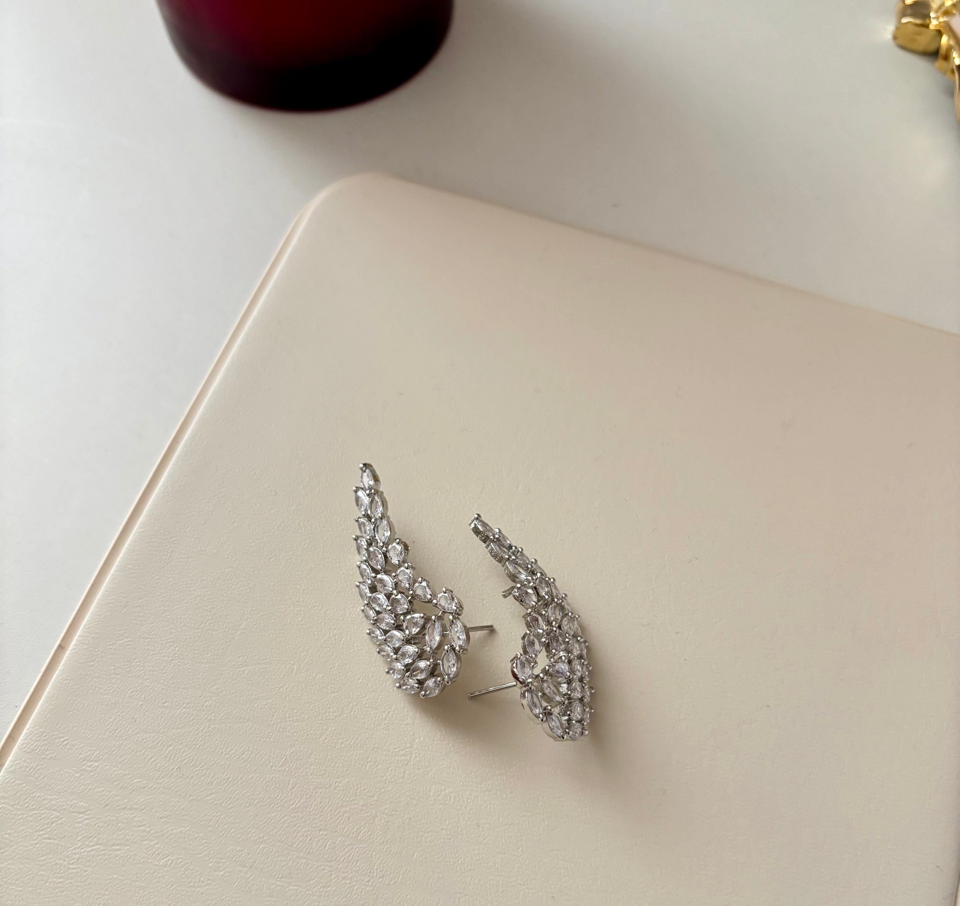 Feather American Diamond Earcuff