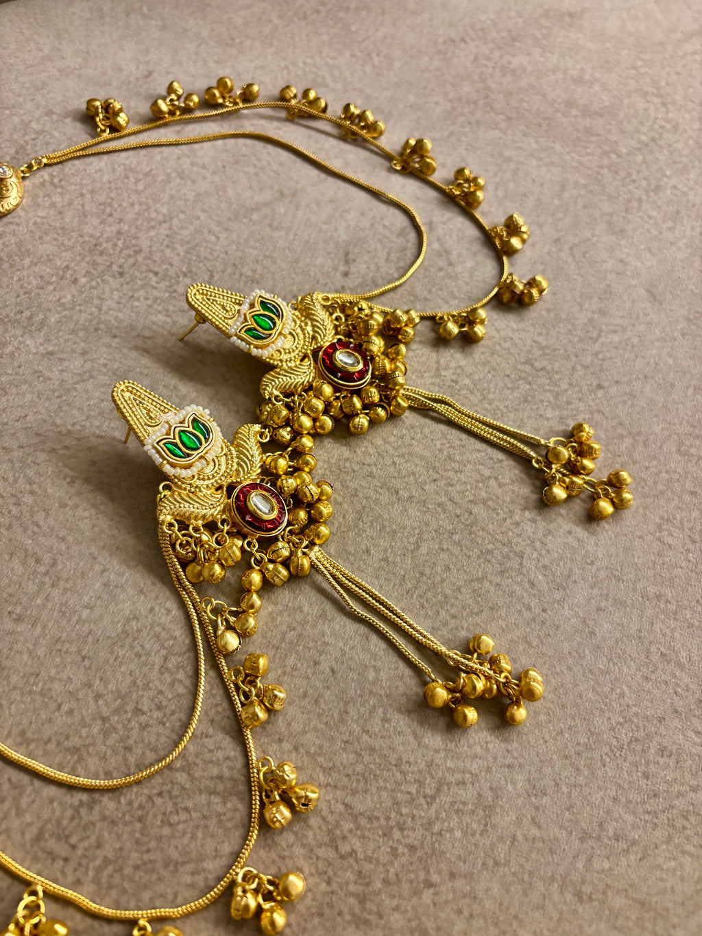 Lotus Brass Earrings With Side Layers With Ghungroo Touch