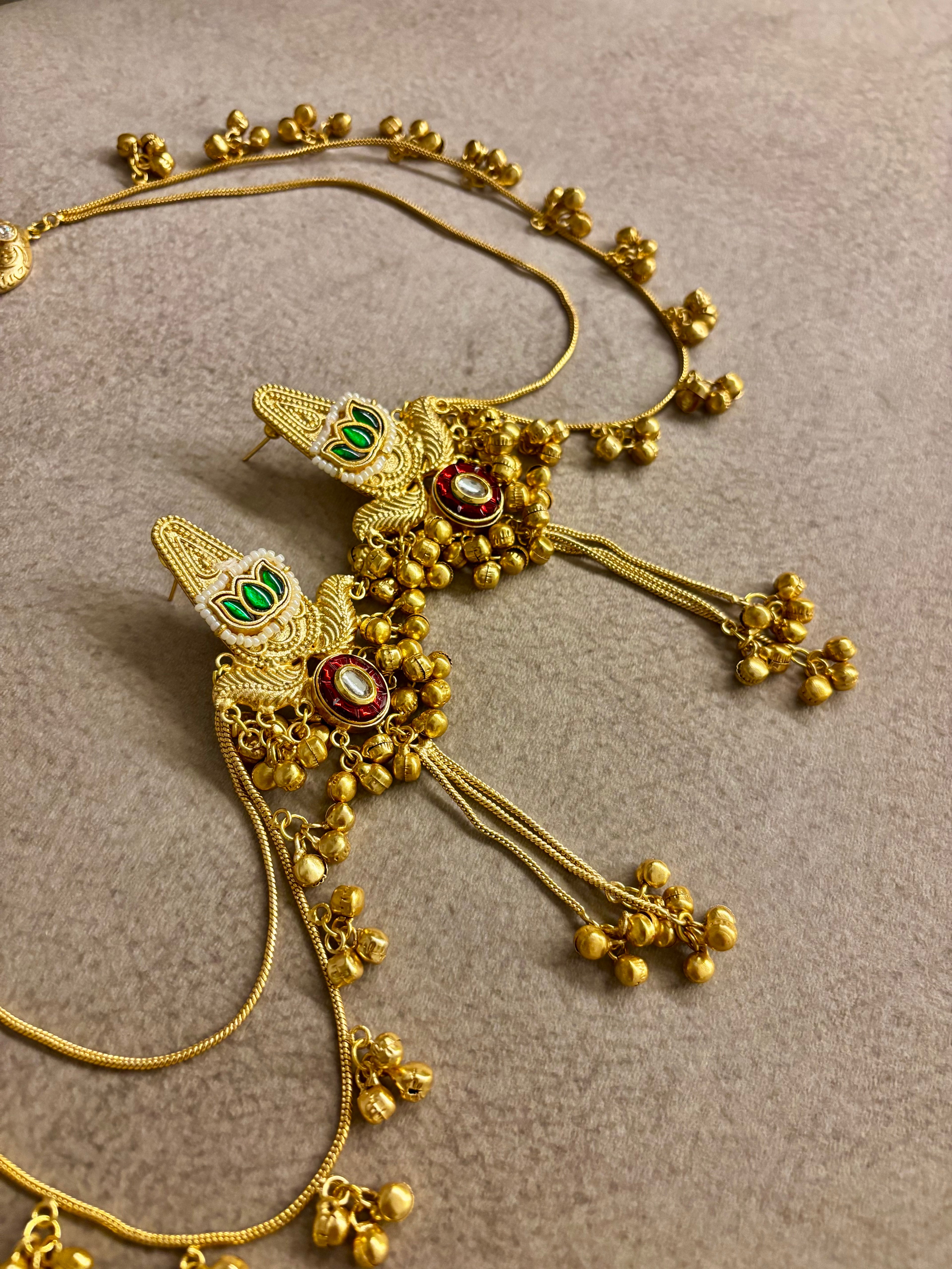 Lotus Brass Earrings With Side Layers With Ghungroo Touch