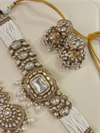 Premium Choker Choker Set With Mang Tikka & Jhumkas Moissanite Work