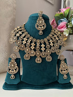 Heavy Look Layer Necklace With Mang Tikka & Long Earrings