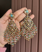 High Quality Designer Crystal Beads Work Long Earrings