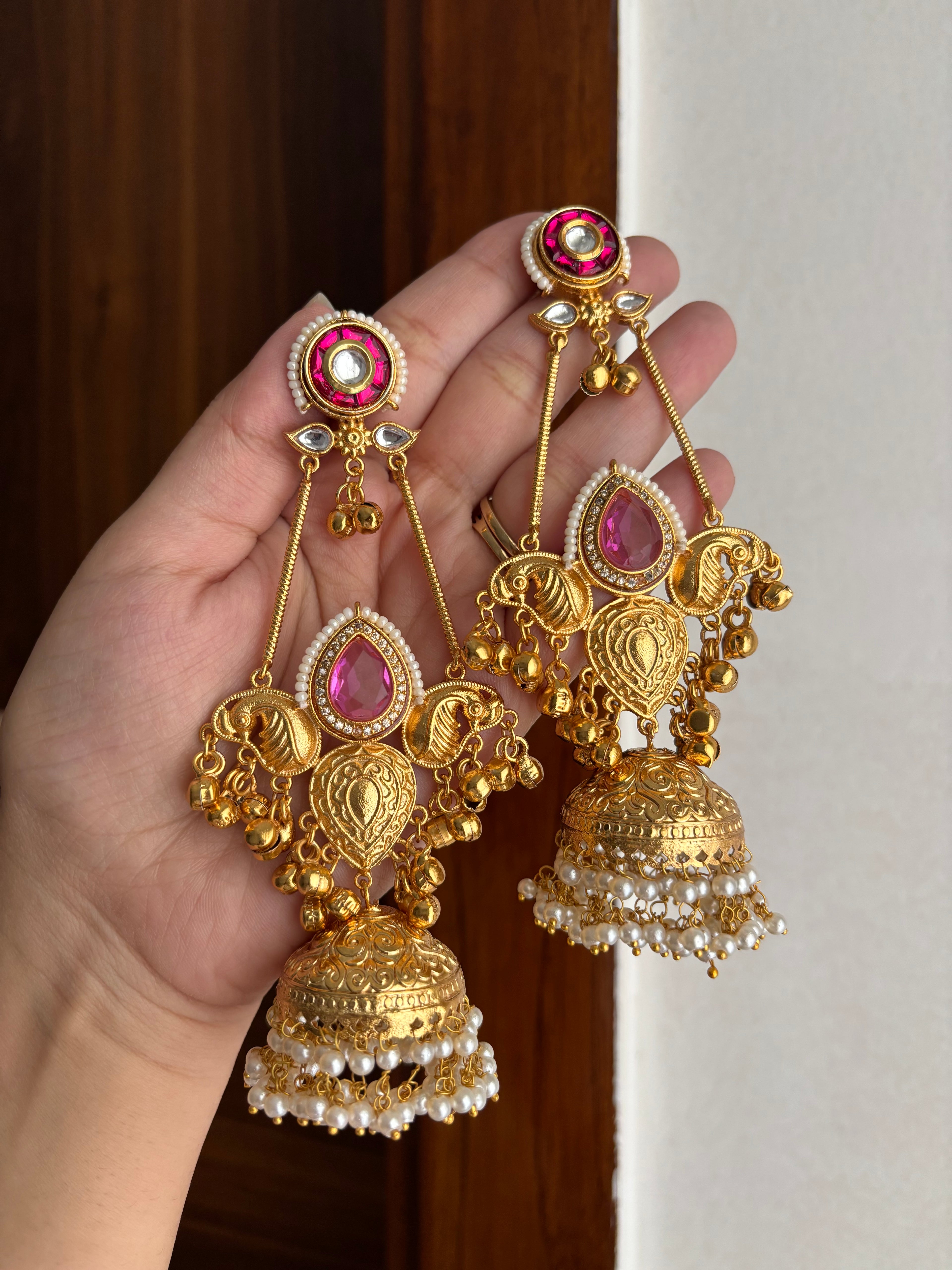 Aarti Designer Jhumkas (Pink)