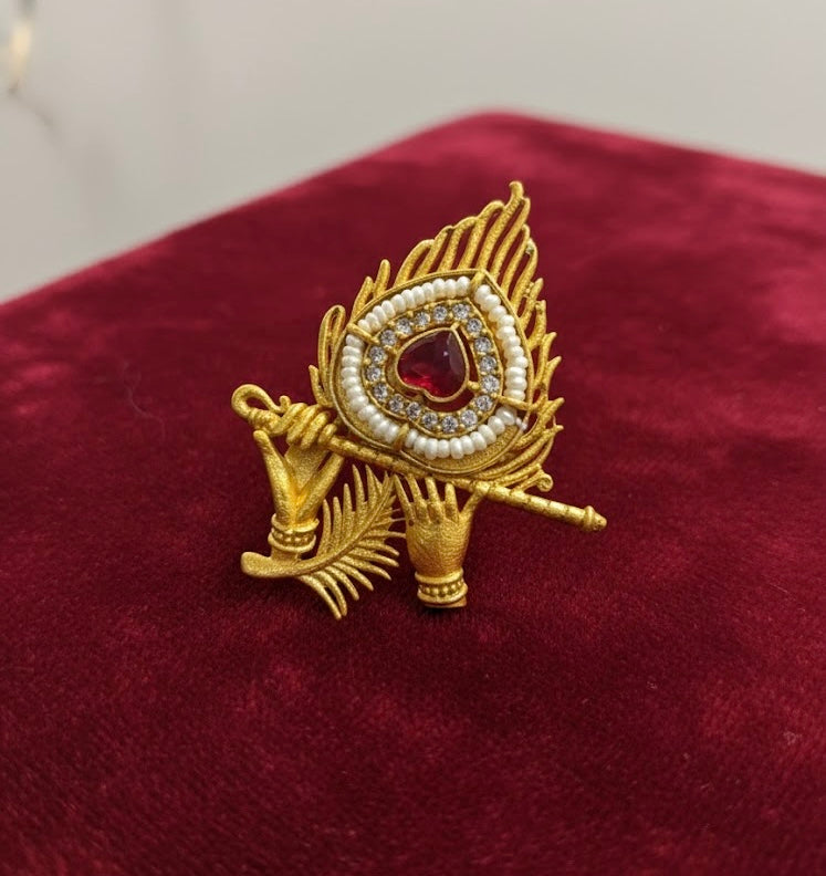 Red Krishna Adjustable Ring