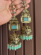 Champa Heavy Look Jhumkas With Sahara (Mint)