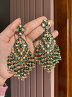 High Quality Designer Crystal Beads Work Long Earrings