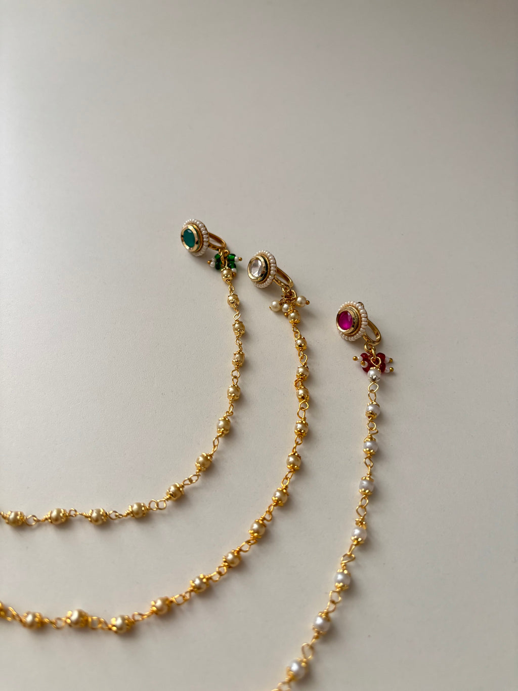 Round Kundan Press On Nose Stud With Side Layer