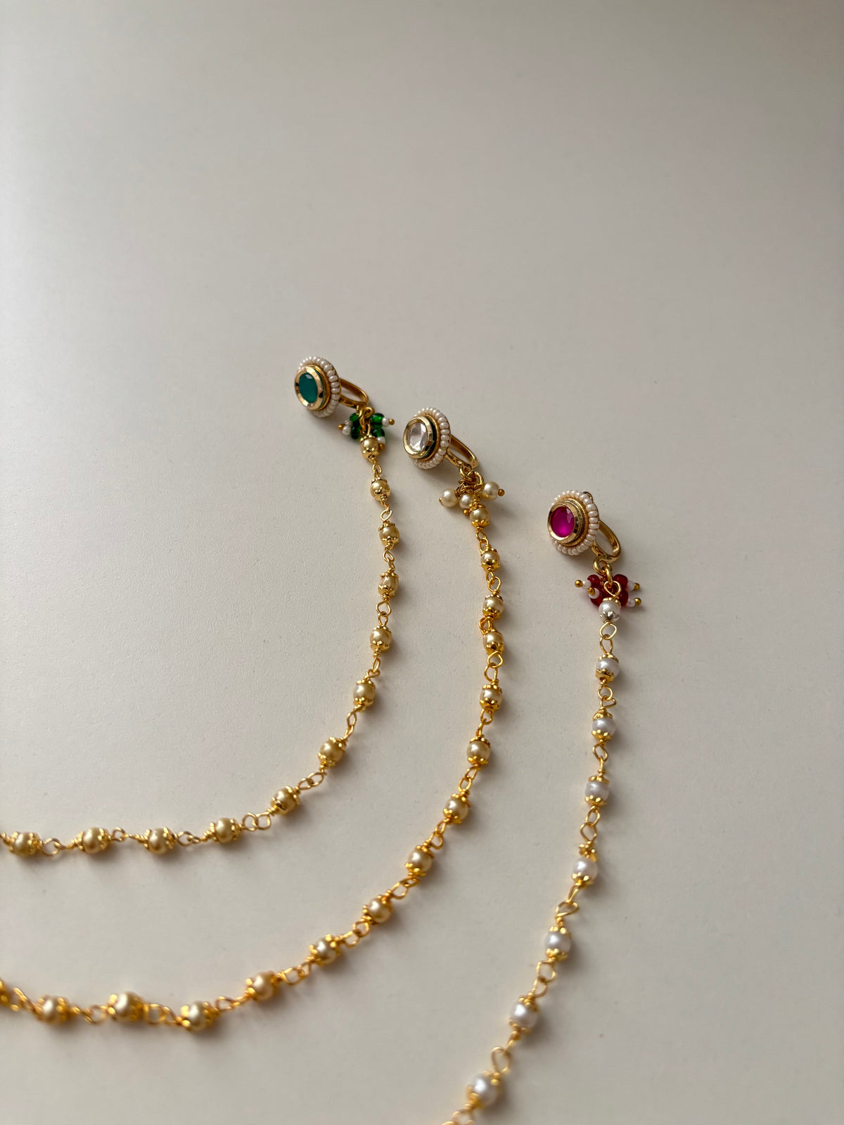 Round Kundan Press On Nose Stud With Side Layer