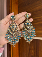 High Quality Designer Crystal Beads Work Long Earrings