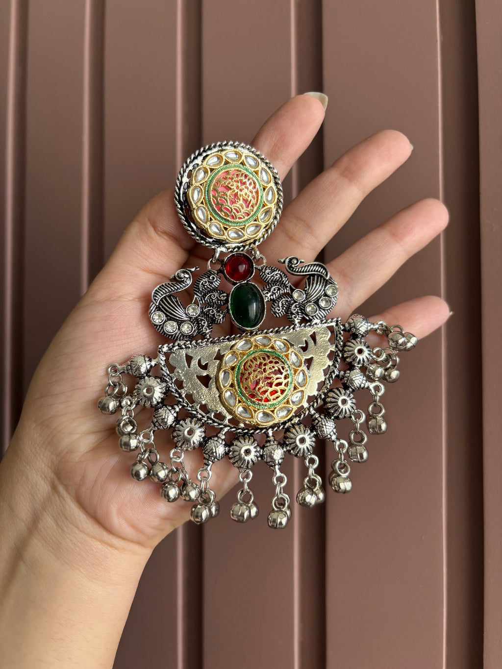 Double Shade Heavy Look Oversized Earrings