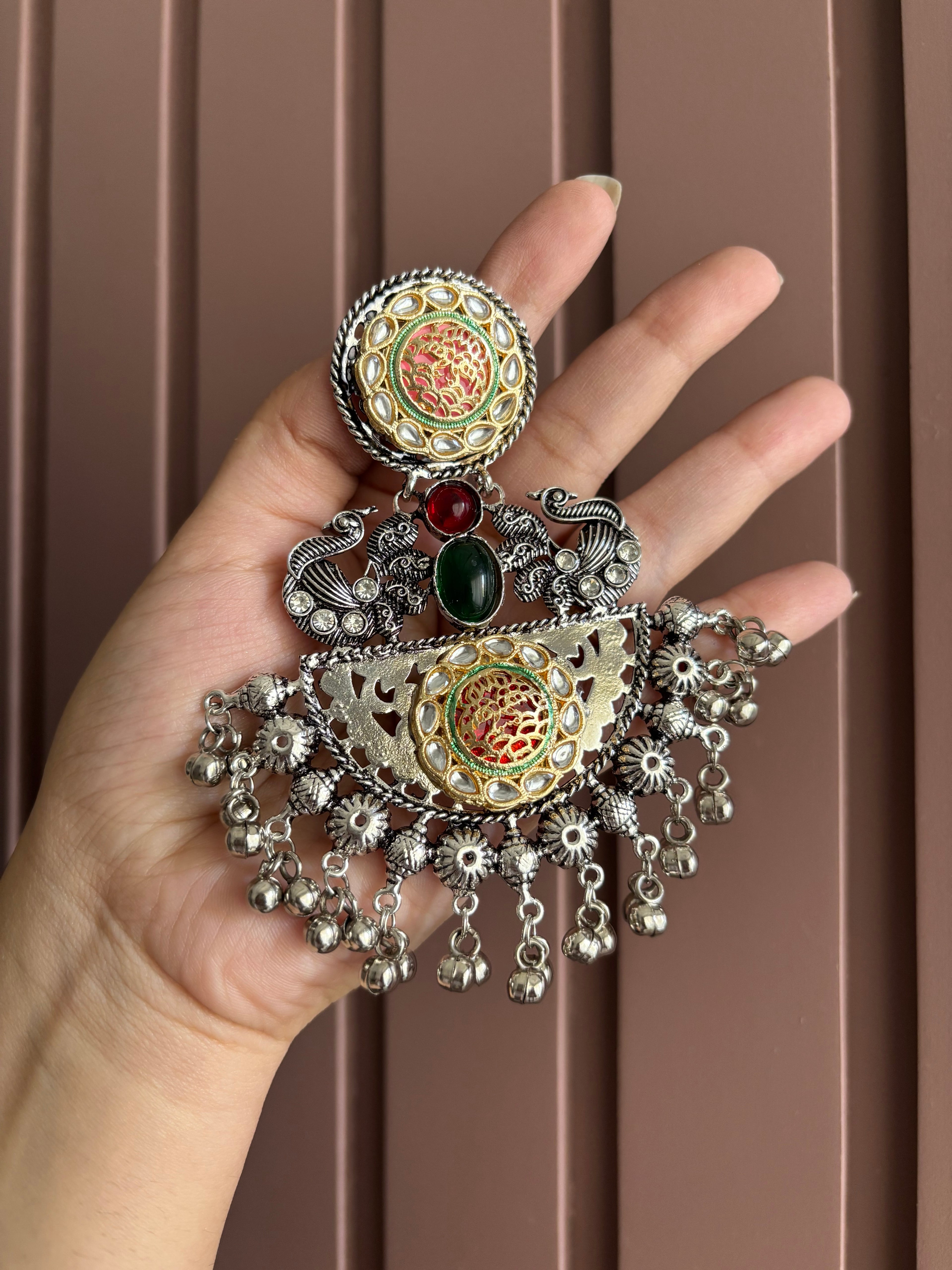 Double Shade Heavy Look Oversized Earrings