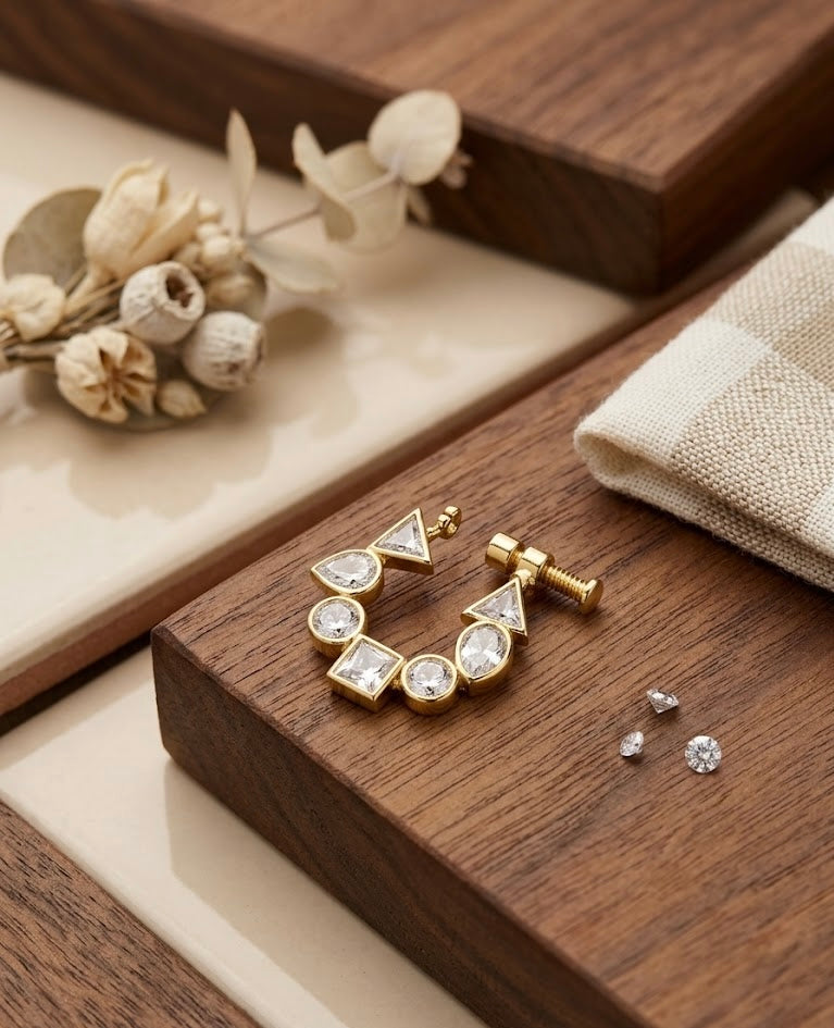 Round Press On American Diamond Nose Pin