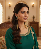 Parveen Dark Green Kashmiri Ghungroo Earrings In Mehandi Polish