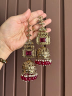 Champa Heavy Look Jhumkas With Sahara (Dark Pink)