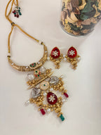Premium Quality Brass Fusion Necklace With Earrings (Maroon)
