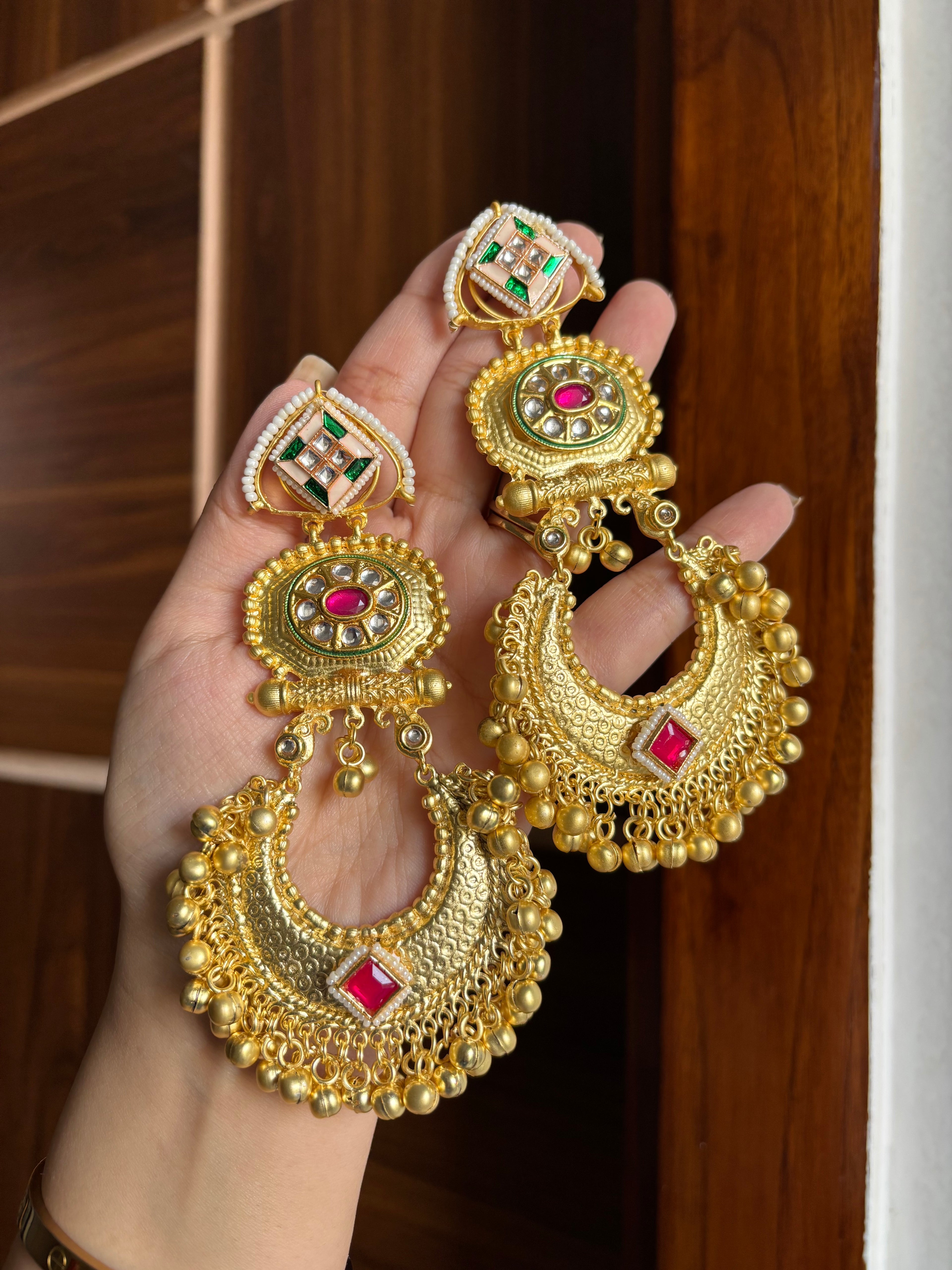 Premium Brass Long Earrings Design-4