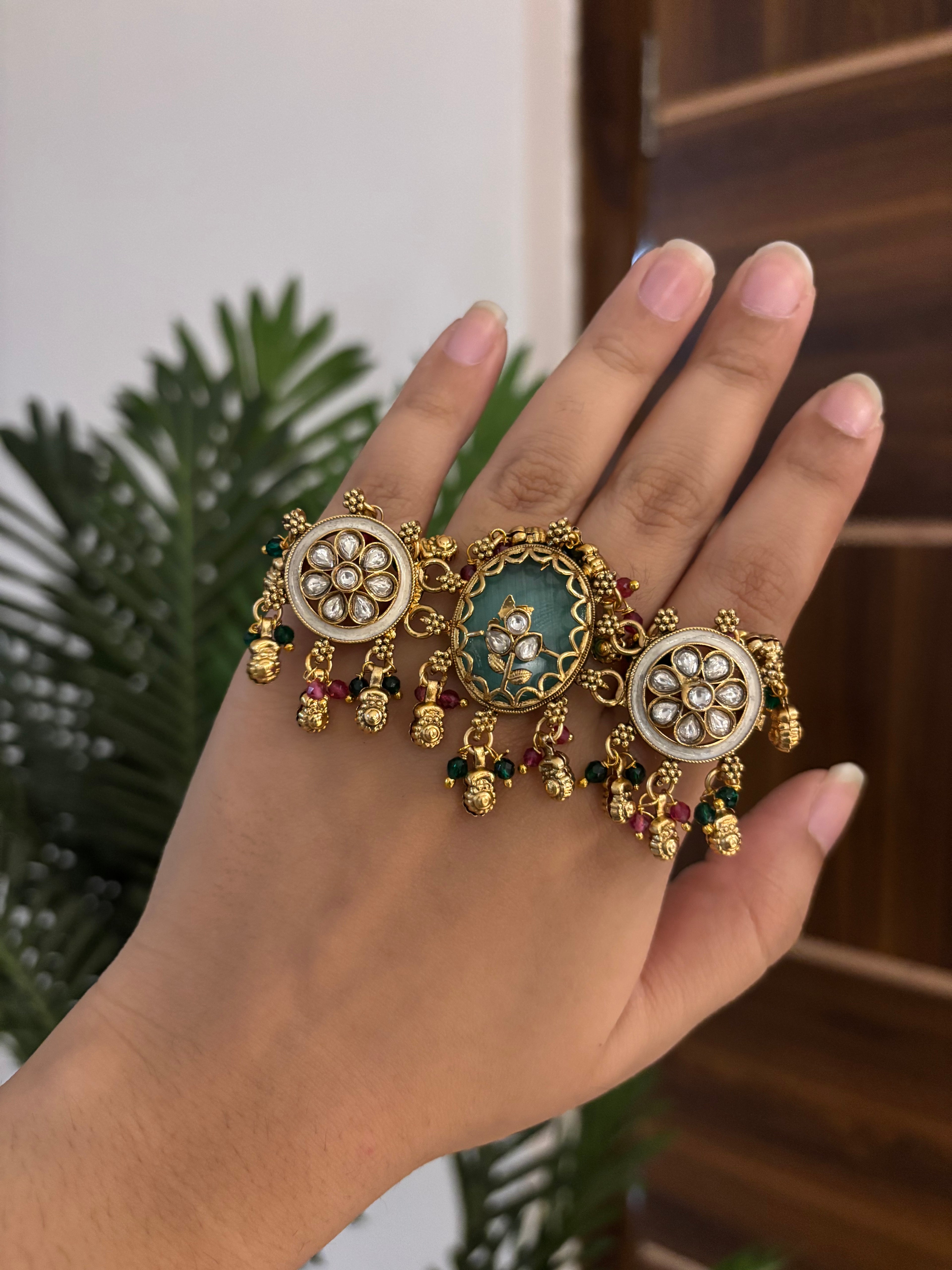 Premium Showstopper Adjustable Heritage Ring ( Turquoise)