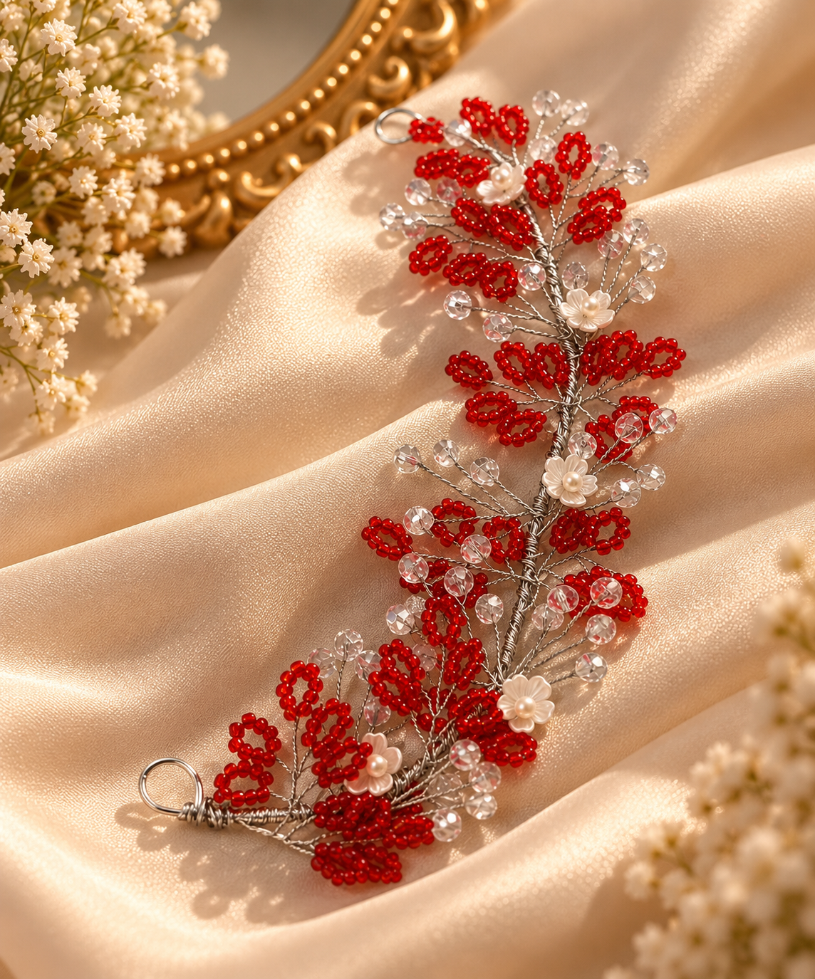 Red & Silver Crystal Hair Accessorie