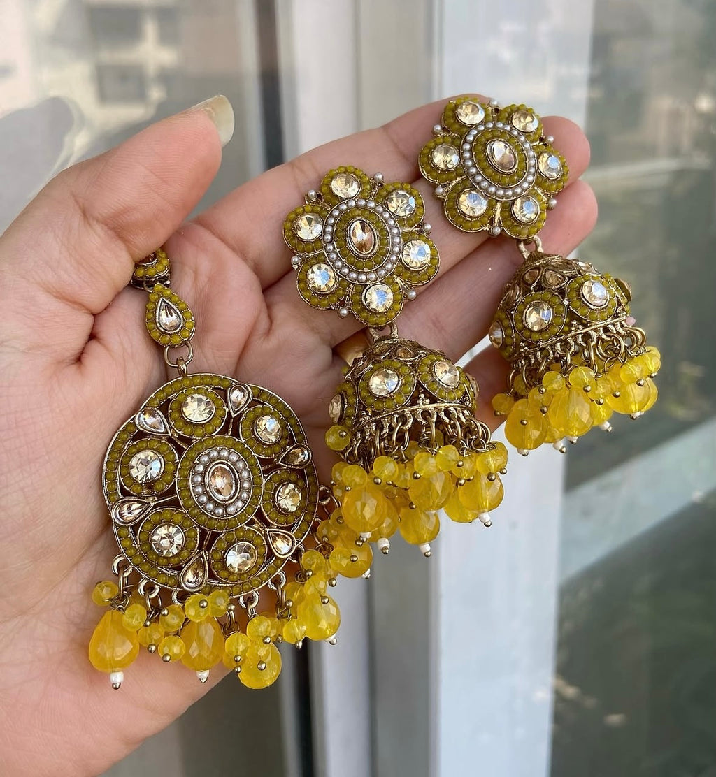 Rosy Jadau Mang Tikka With Jhumkas (Yellow)