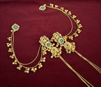 Laxmi Kashmiri Long Layer Earrings With Detachable Side Layer ( Green )