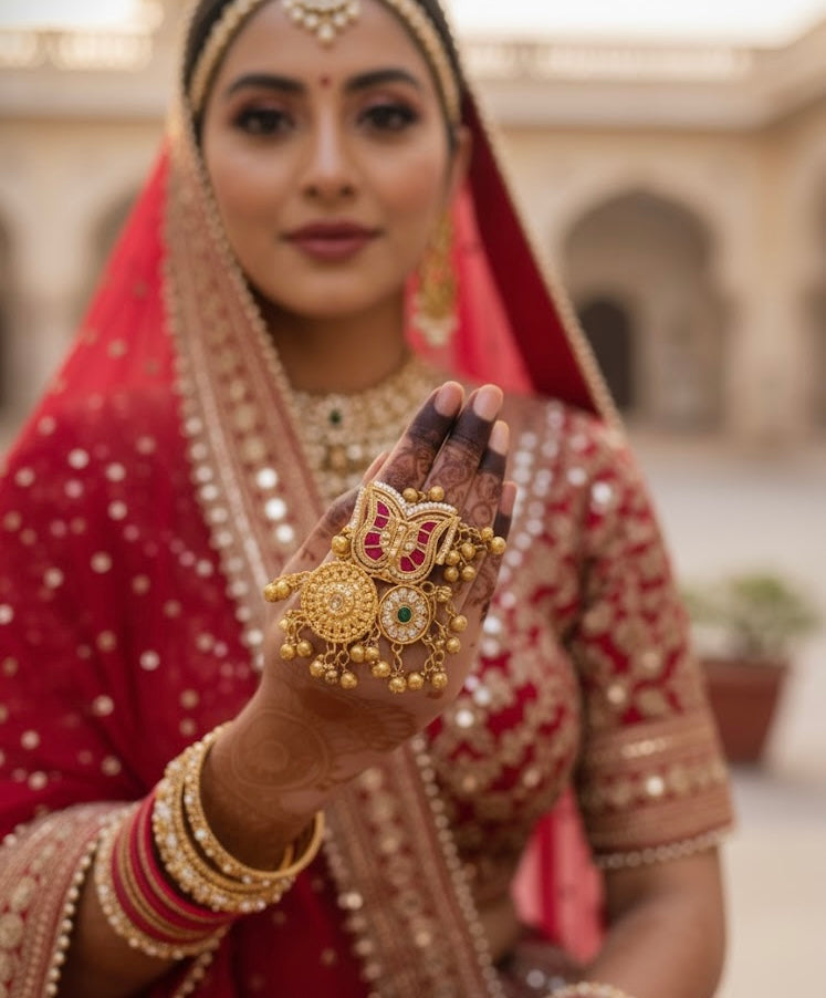 The showstopper Adjustable Brass Ghungroo Titli Ring