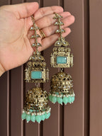 Champa Heavy Look Jhumkas With Sahara (Mint)