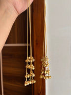 Premium Brass Statement Long Earrings With Detachable Side Layers (Emerald)