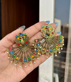 Oxidised Multi Peacock Earrings