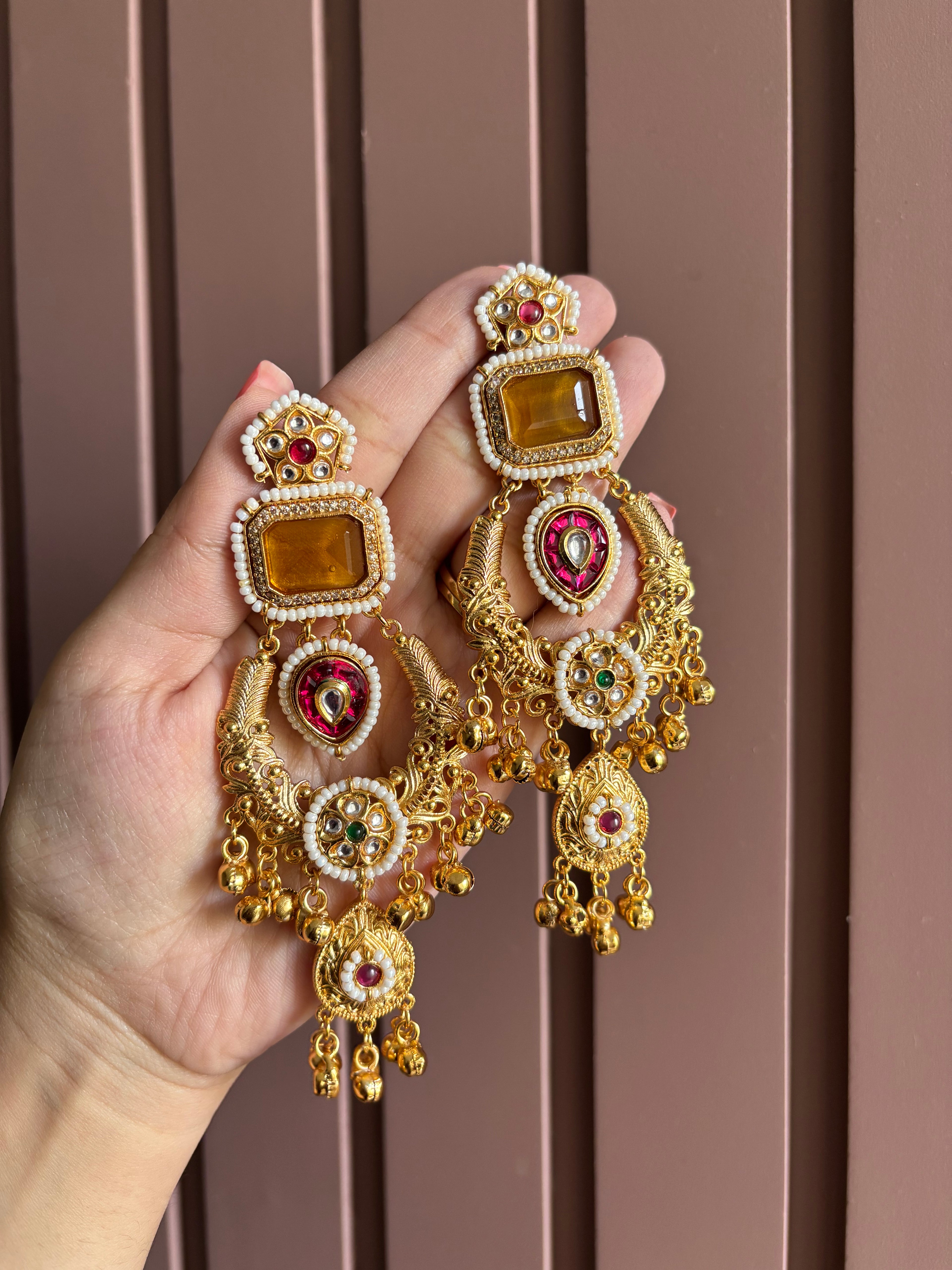 Inayat Kashmiri Earrings (Mustard)