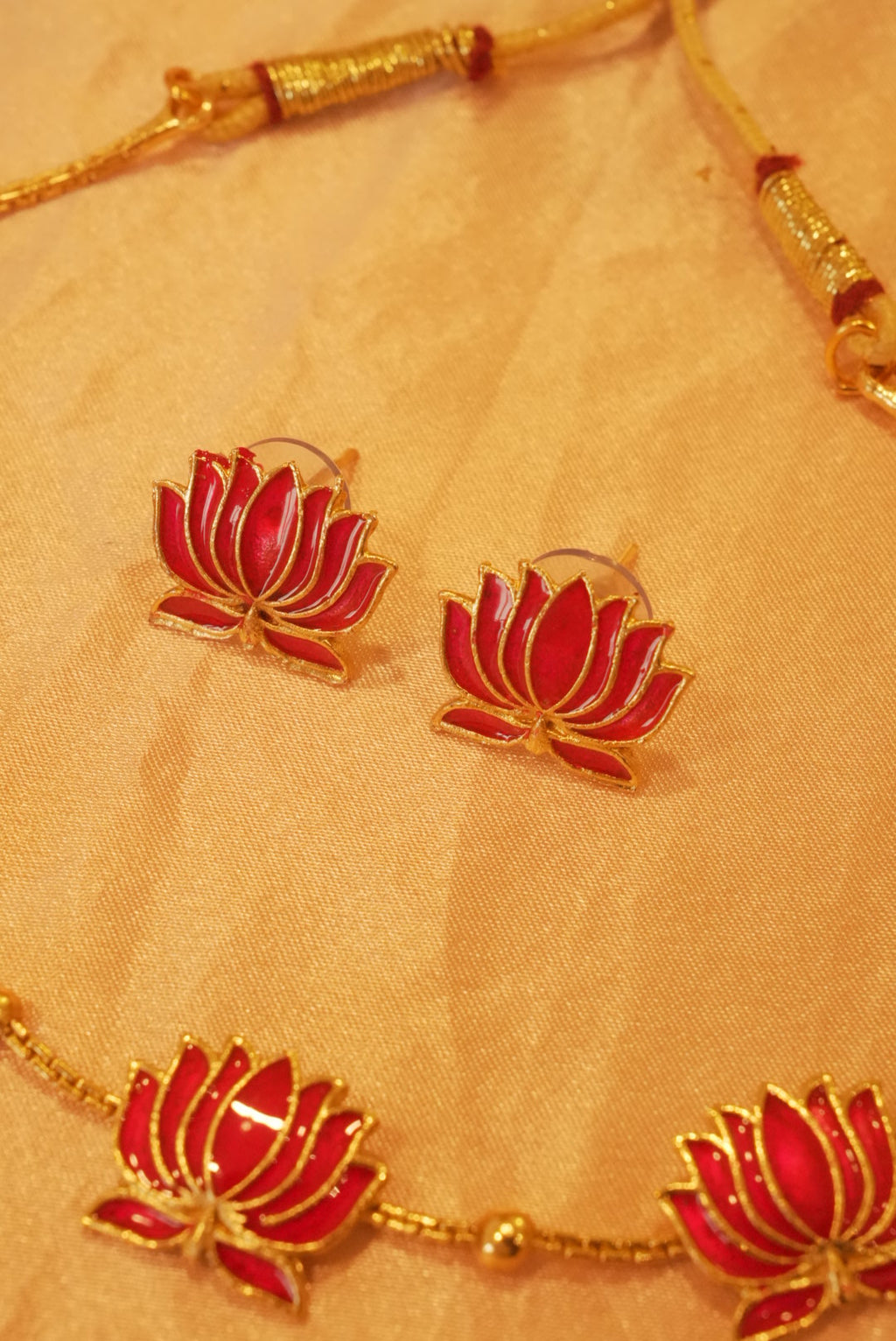 Pink Lotus Necklace With Stud