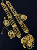 Gold Look Like Long Rani Haar With Mang Tikka & Earrings