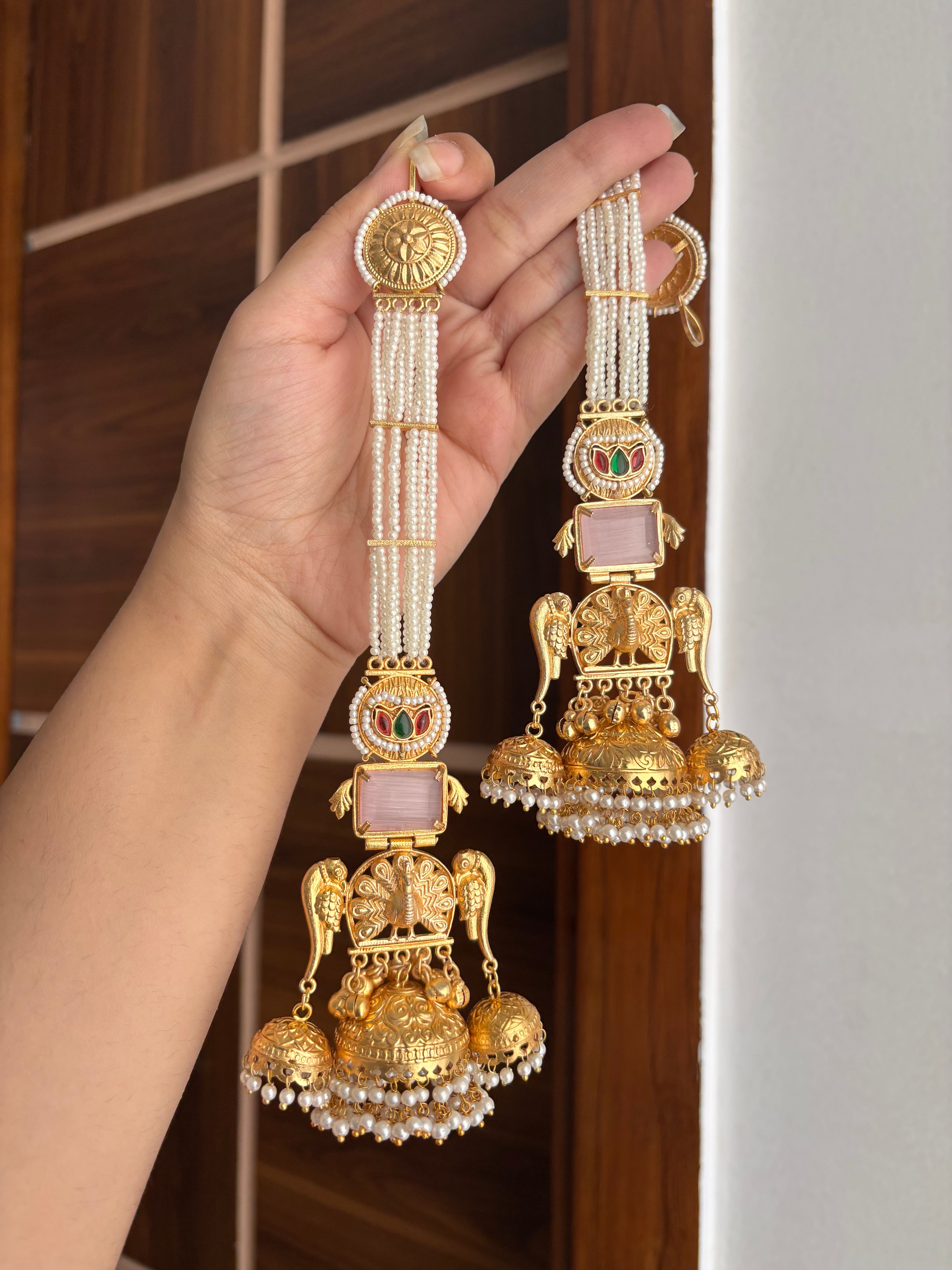 Shazia Premium Kashmiri Earrings With Pearls Touch Sahara ( Pink )