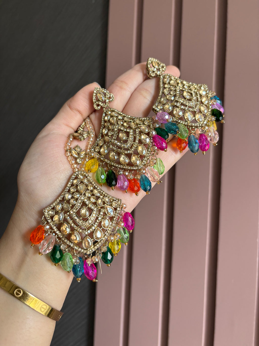 High Quality Designer Oversized Mang Tikka With Earrings