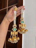 Shazia Premium Kashmiri Earrings With Pearls Touch Sahara (Turquoise)