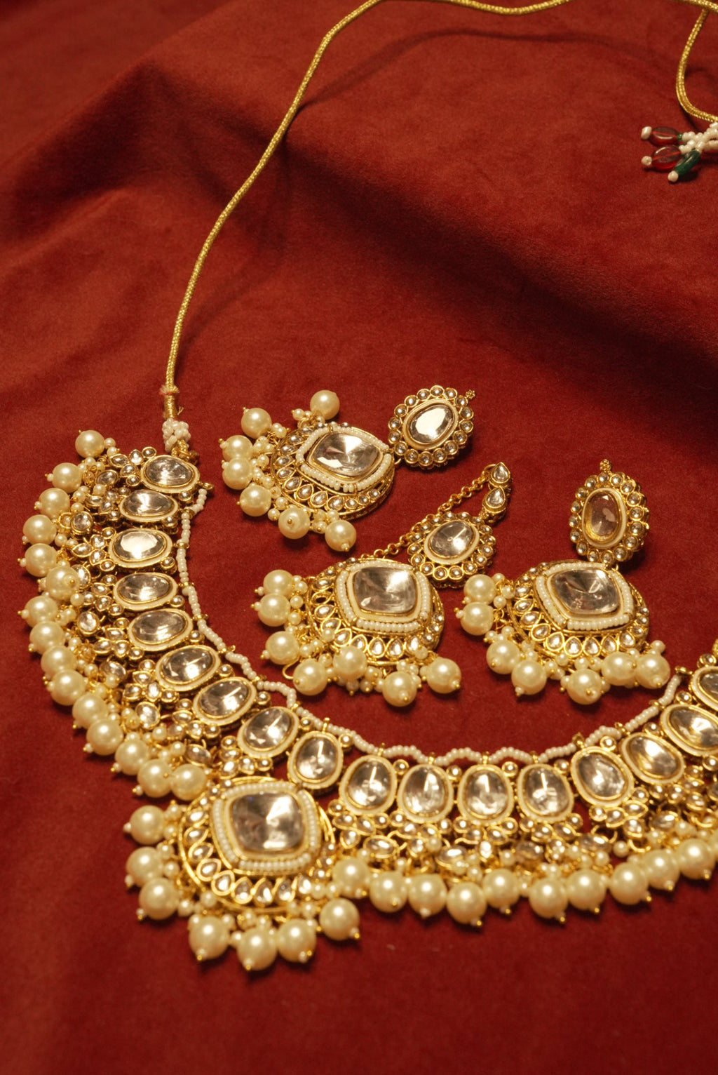 The Ivory Kundan Dupe Necklace With Mang Tikka & Earrings