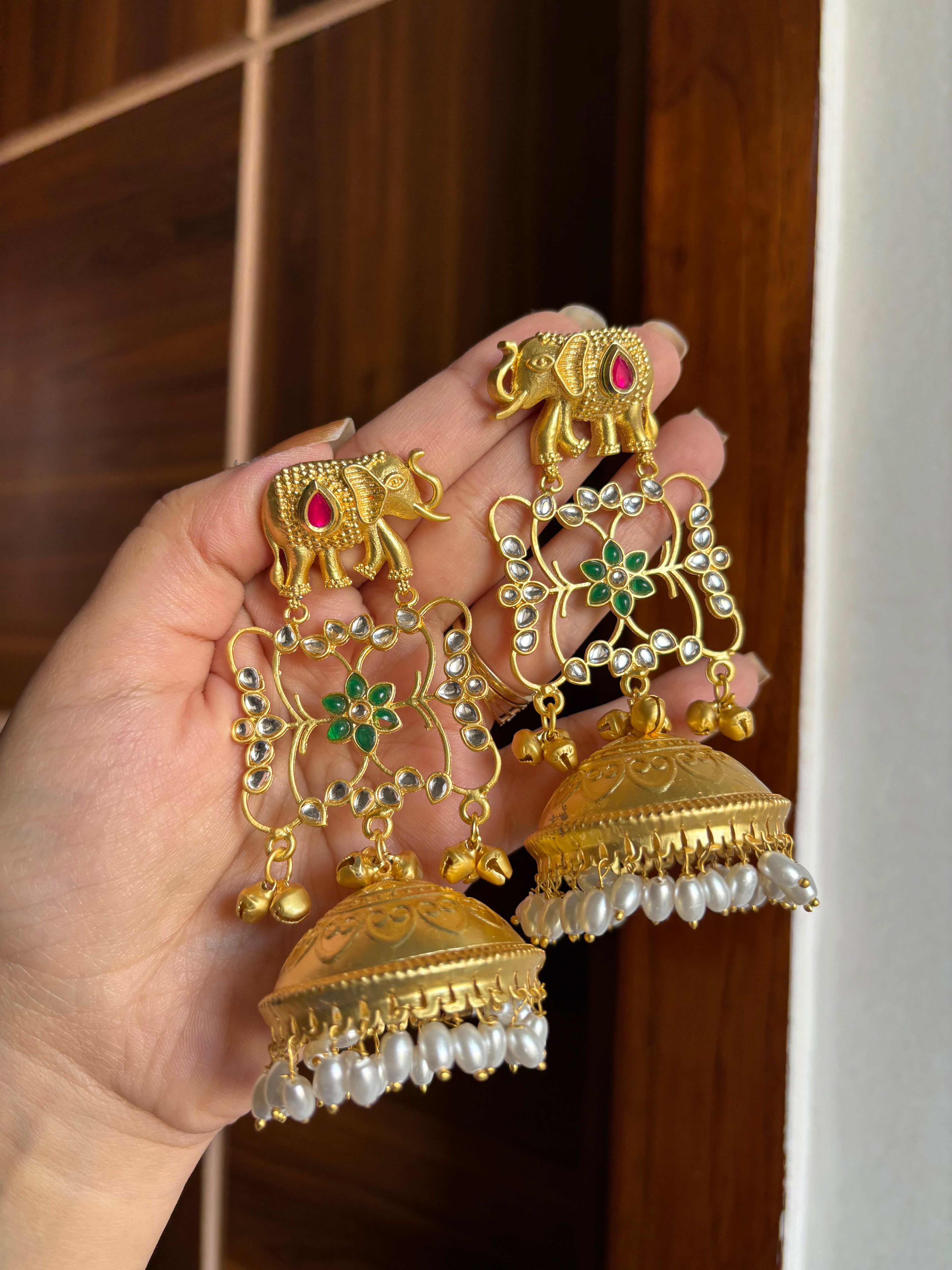 Brass Jhumka (Emerald)
