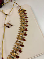 Ginny Gold Look Choker With Earrings (Ruby/Emerald) Design-4