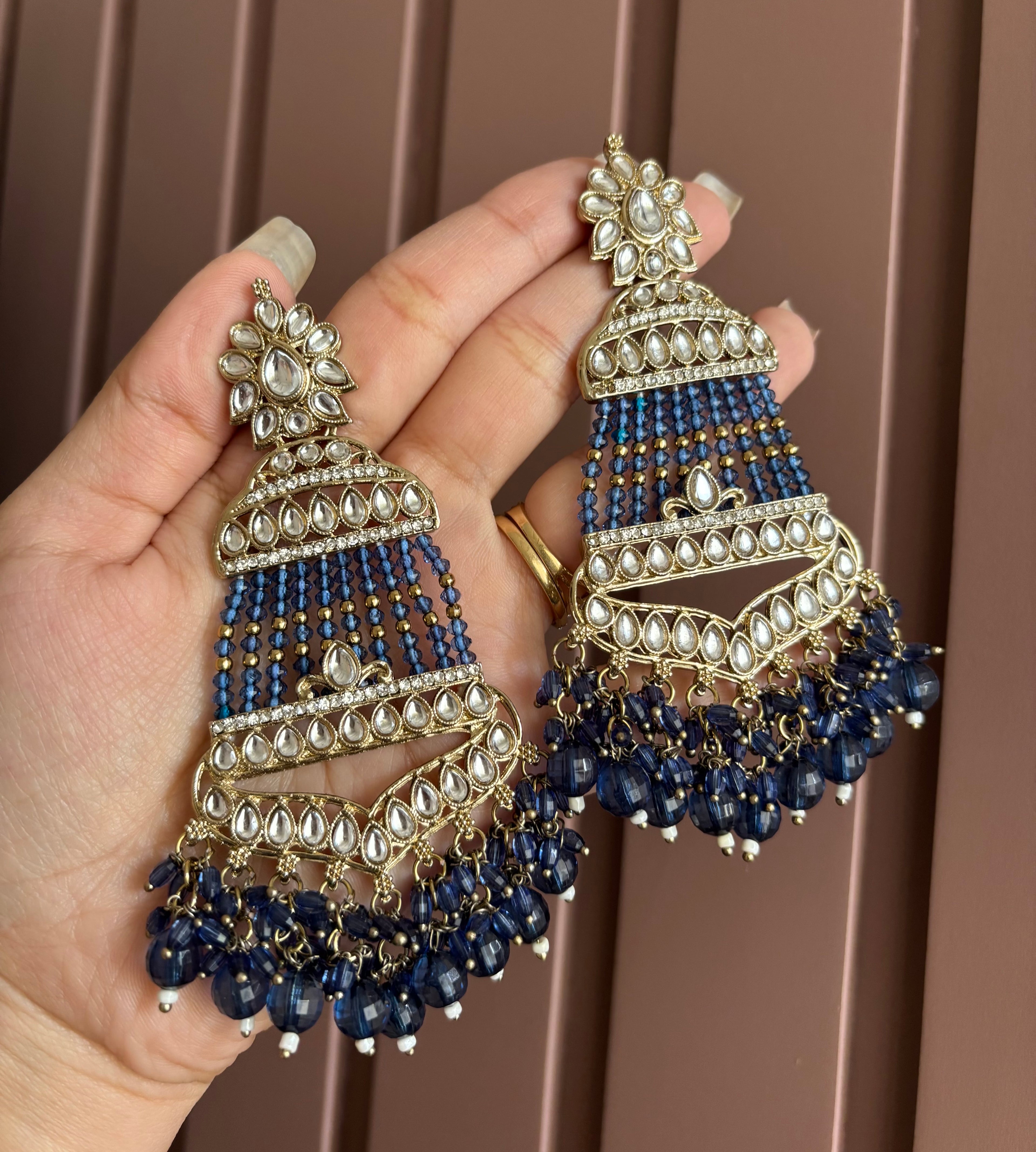 Tanisha Long Earrings (Blue)