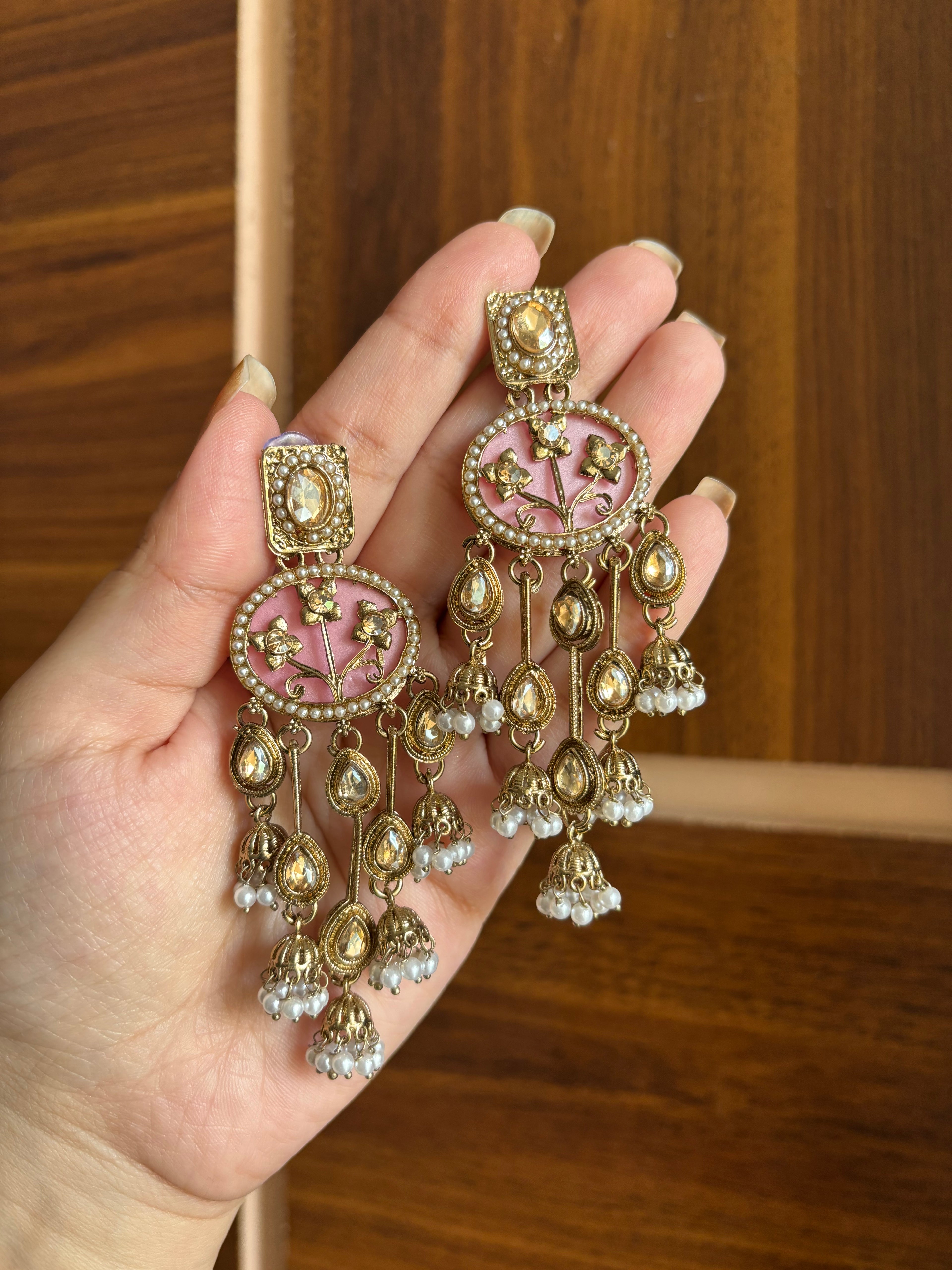 Hetal Oval Baby Pink Earrings