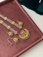 Punjabi Style Long Jadau Multi Haar With Mang Tikka & Earrings