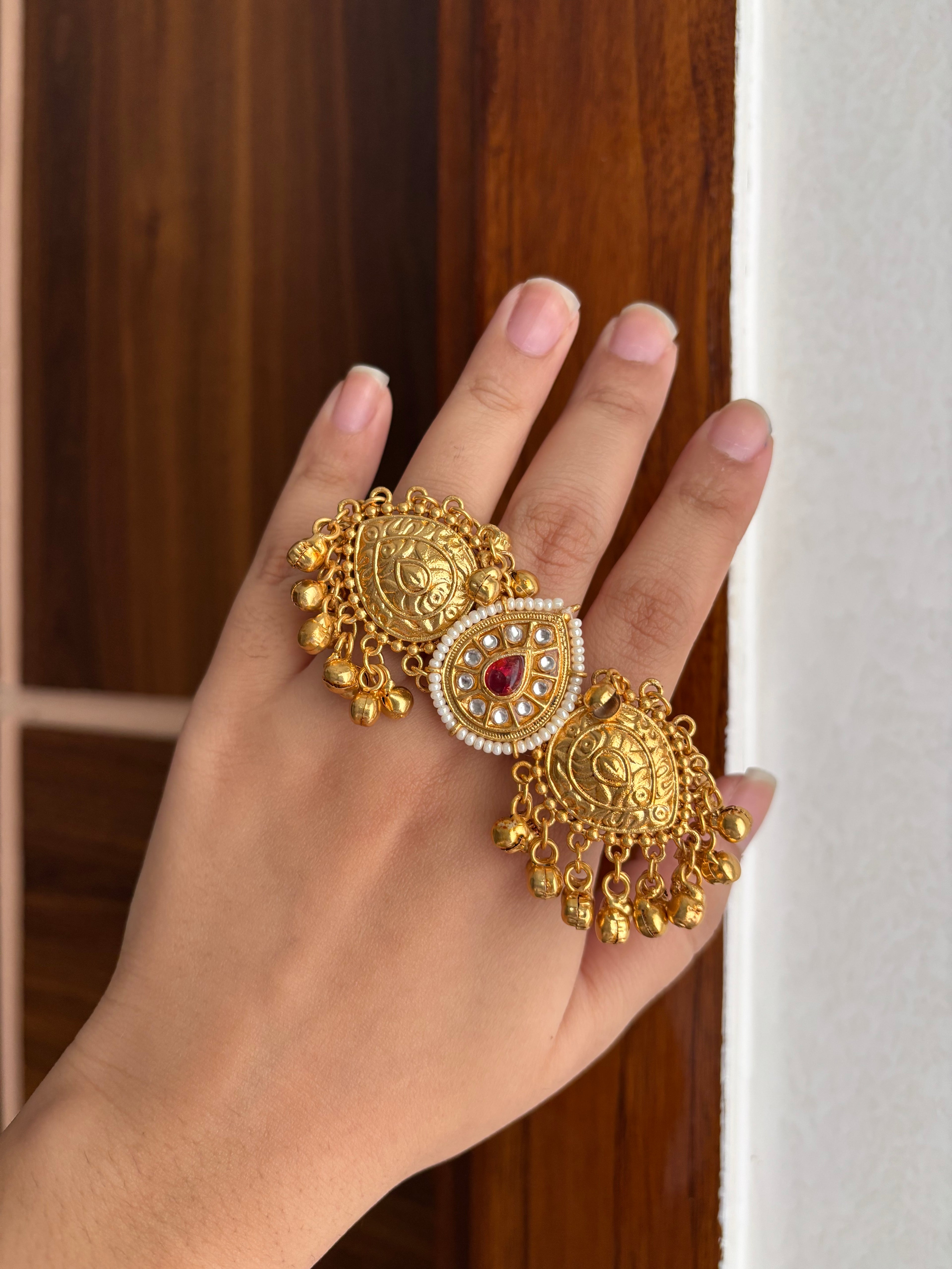 Brass Adjustable Statement Ghungroo Ring