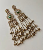 Green Ghungroo Layer Earrings