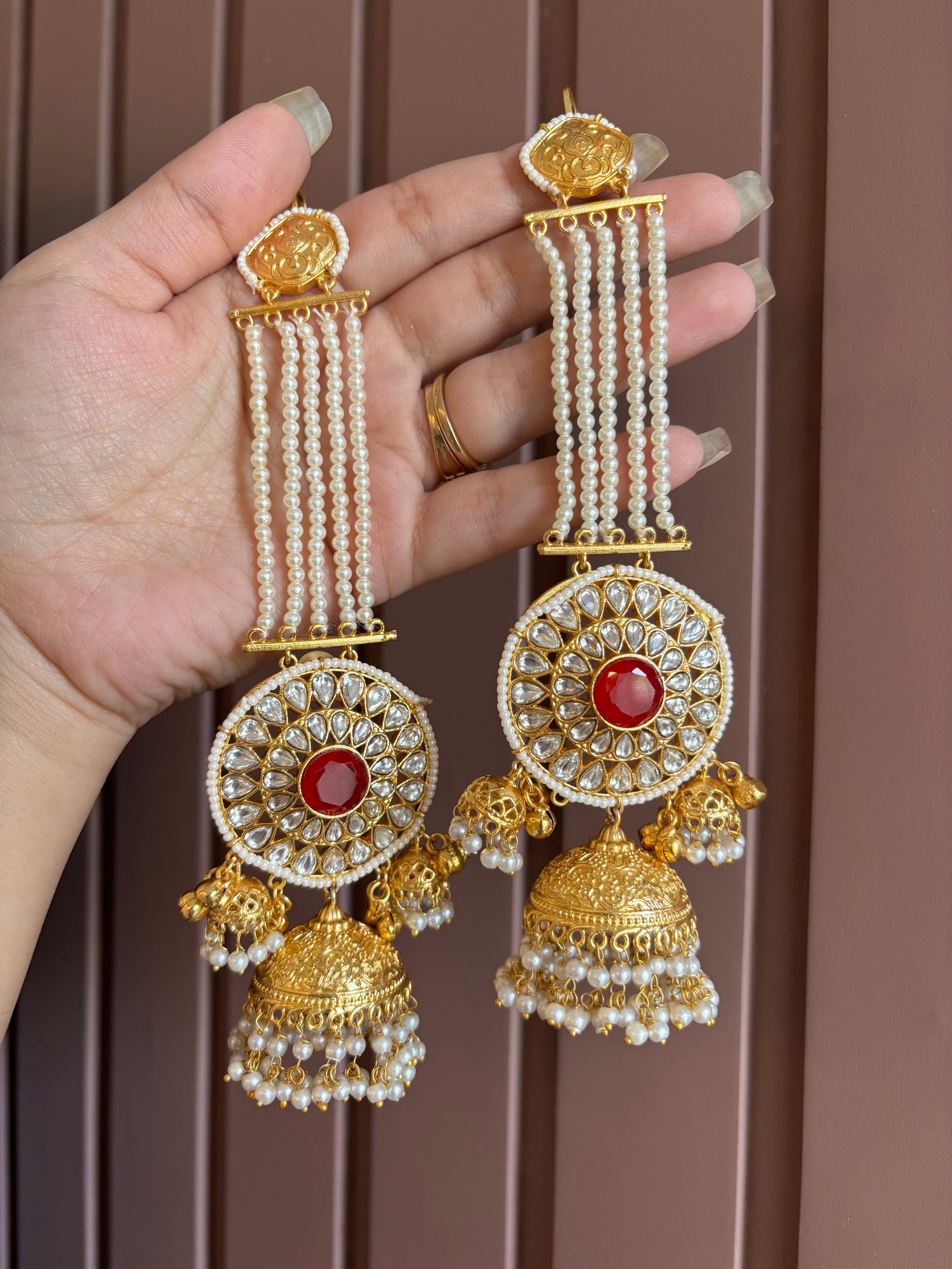 Gurpreet Brass Jhumkas With Sahara (Maroon)