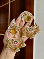 Laila Kashmiri Chandbali Earrings (Mustard)