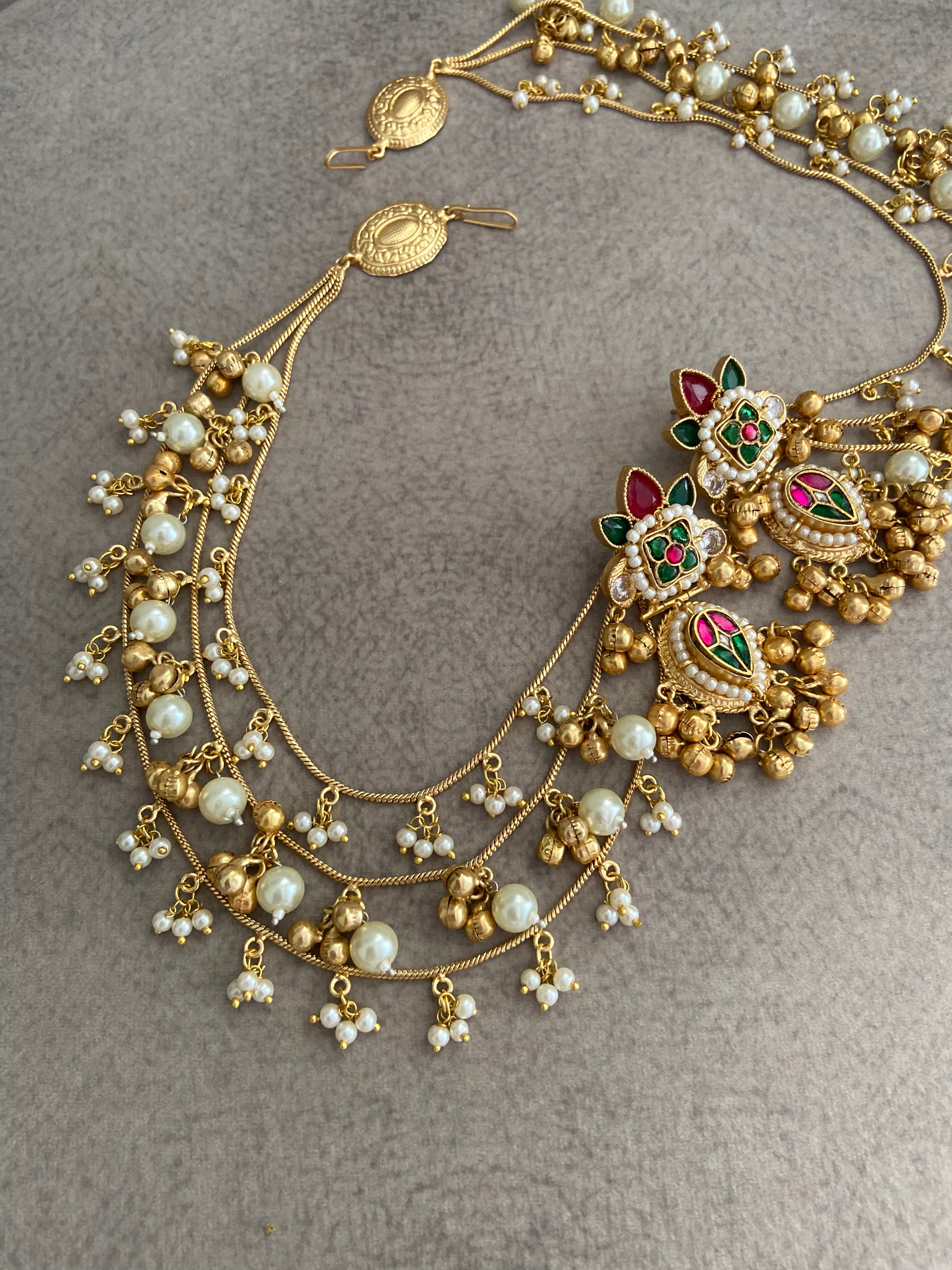 Meena Brass Earrings with Detachable Earchain